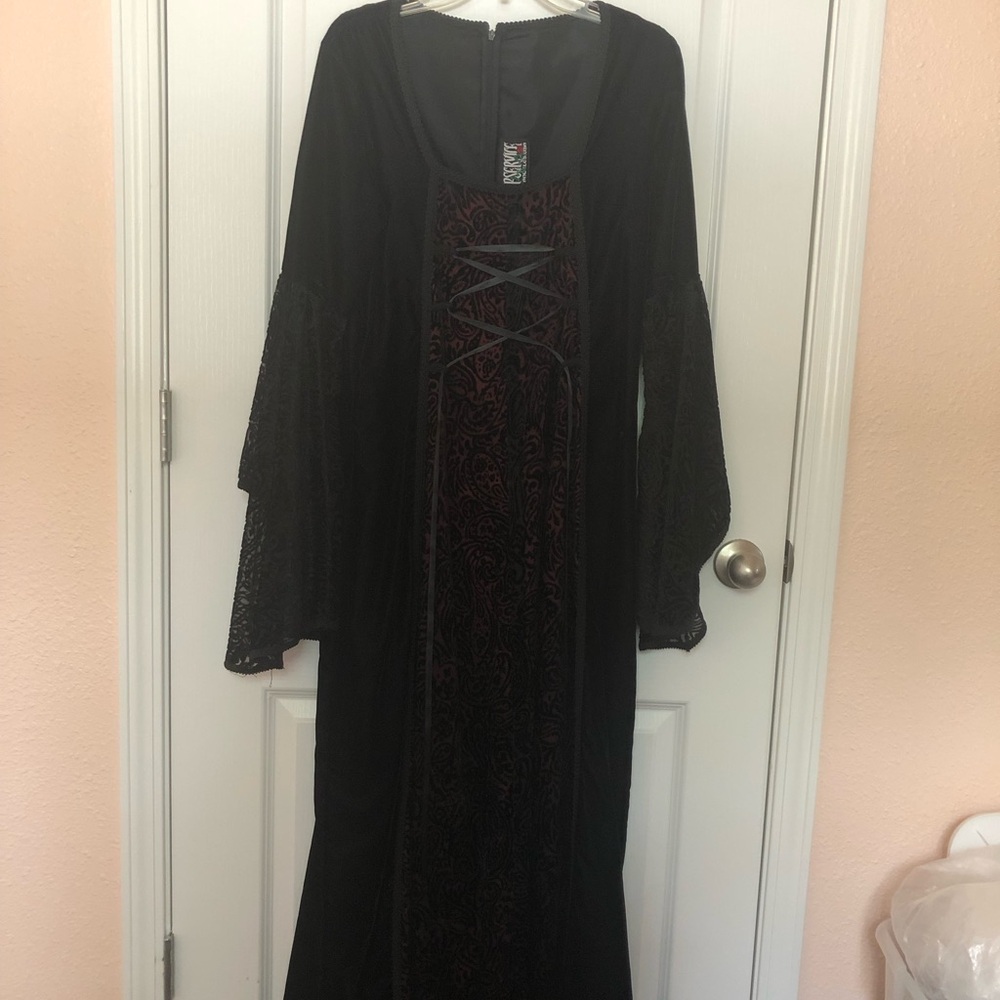 Vintage Lip Service Gothic Black and Red Dress